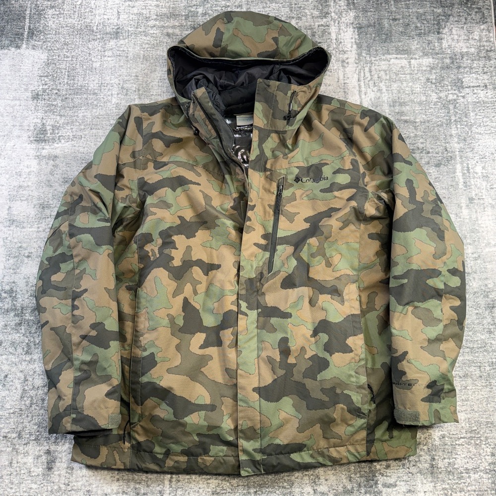 Columbia Whirlibird Jacket Mens XL Camo Interchange 3 in 1 Omni Tech Insulated